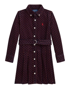 Платье с поясом и принтом, синий Polo ralph lauren kids