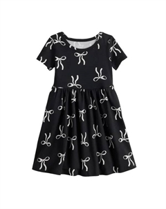 Платье для девочки с коротким рукавом, цвет bow icons black Jumping beans