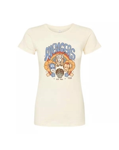 Винтажная приталенная футболка с цветочным принтом «Мстители» для юниоров, бежевый Marvel