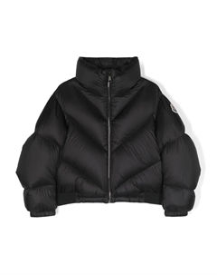Пуховик с высоким воротником и нашивкой-логотипом, черный Moncler enfant