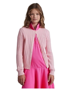 Кардиган из хлопка с крупной вязкой Big Girls, розовый Polo ralph lauren