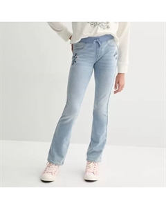 Джинсы для девочек 6-20 лет с ребристым поясом и расклешенными штанинами в обычных и больших размерах, цвет light wash denim So