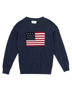 Свободный свитер с принтом американского флага для девочек 7-16 лет, синий Tween diva