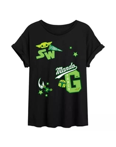Футболка большого размера с изображением Мандалорца из колледжа для юниоров, черный Star wars