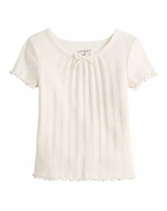 Футболка с короткими рукавами и завязкой спереди для девочек-малышей, цвет ivory tusk Jumping beans