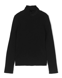 Джемпер в рубчик с вышитым логотипом, черный Twin-set kids