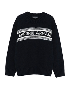Шерстяной свитер с логотипом, синий Emporio armani kids
