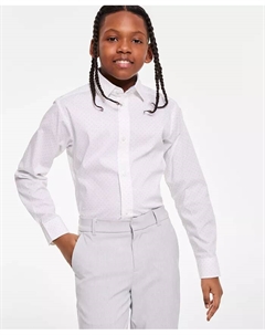 Рубашка с длинным рукавом Big Boys, эластичная, с геометрическим принтом в виде ромбов, белый Tommy hilfiger