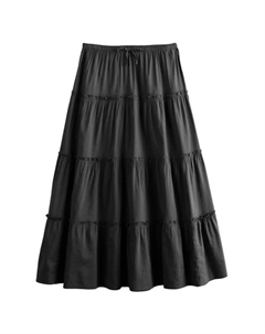 Девочки 6-20 ярусная макси-юбка в обычных и больших размерах, черный So