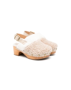 Клоги с мехом и ремешком на пятке, нейтральный Eli1957