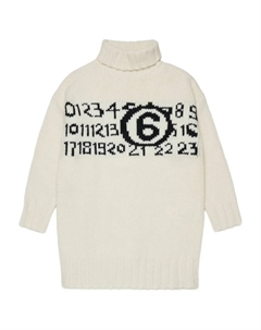Свитер с высоким воротником и логотипом Numbers, белый Mm6 maison margiela kids