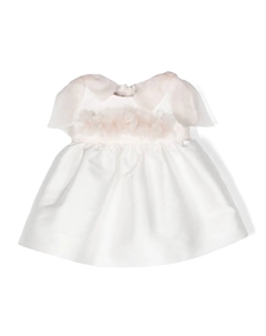 Шелковое платье с цветочной аппликацией, белый La stupenderia