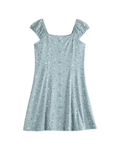 Платье на пуговицах спереди для девочек 6-20 лет, стандартного и большого размера, цвет teal roses So