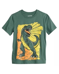 Футболка с коротким рукавом и принтом для мальчиков 4–12 лет, цвет green trex Jumping beans