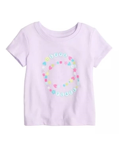 Футболка с коротким рукавом и принтом для девочек 4-12 лет, цвет bracelet love purple Jumping beans