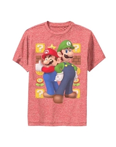 Футболка для мальчиков 8-20 лет с принтом Super Mario Bros и Луиджи, цвет red heather Licensed character