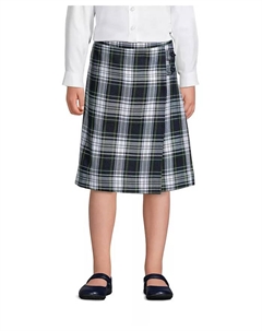Школьная юбка для девочек в клетку, А-силуэт, ниже колена, белый Lands' end