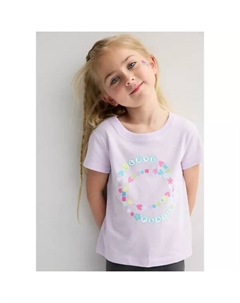 Футболка с коротким рукавом и принтом для девочек и малышек, цвет bracelet love purple Jumping beans