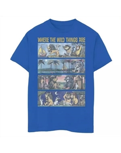 Футболка с графическим принтом «Там, где дикие твари — книжка-раскраска» для мальчиков 8-20 лет, синий Licensed character