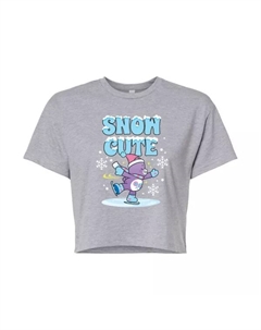 Милая укороченная футболка с надписью «Медведи заботы юниоров открывают волшебный снег», серый Licensed character