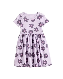 Детское платье с коротким рукавом для девочек 4-12 лет, цвет bubble floral purple Jumping beans