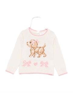 Вязаный свитер с бантом, нейтральный Monnalisa