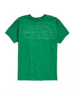 Футболка с контуром логотипа для мальчиков 8-20 лет, цвет kelly green Star wars