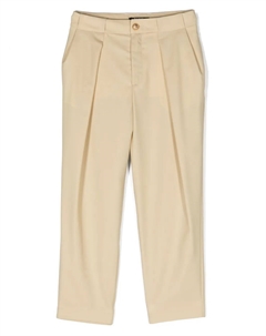 Шерстяные брюки чинос со складками, нейтральный Balmain kids