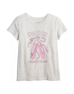 Изящная футболка с рисунком для девочек 4-12 лет, цвет grey pointe club Jumping beans