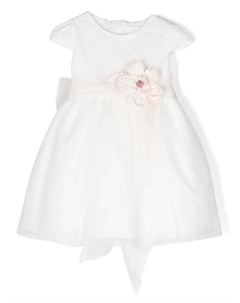 Платье с рукавами кап и цветочной аппликацией, белый Mimilù