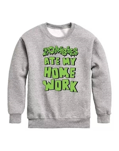 Флисовая толстовка с надписью «Зомби съели мою домашнюю работу» для мальчиков 8-20 лет, серый Licensed character
