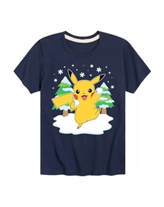 Футболка с рисунком покемона и пикачу в виде снежка для мальчиков 8-20 лет, синий Licensed character