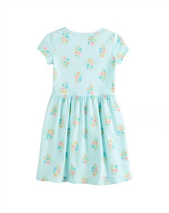 Платье с коротким рукавом и карманом для девочек 4-12 лет, цвет bouquet floral blue Jumping beans