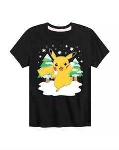 Футболка с рисунком покемона и пикачу в виде снежка для мальчиков 8-20 лет, черный Licensed character