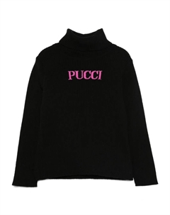 Свитер в рубчик с высоким воротником, черный Pucci junior