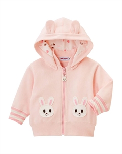 Куртка с вышивкой и капюшоном, розовый Miki house