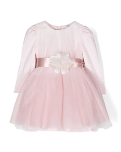 Расклешенное платье с цветочной аппликацией, розовый Monnalisa