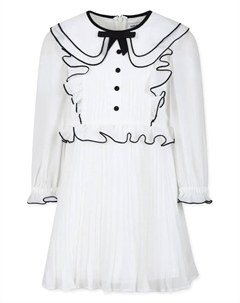 Шифоновое платье с контрастной отделкой, белый Self-portrait kids