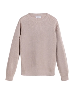 Свитер с круглым вырезом, розовый Brunello cucinelli kids