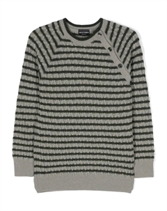 Полосатый джемпер фактурной вязки, серый Emporio armani kids