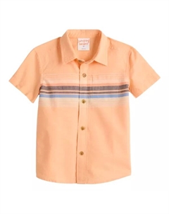 Рубашка с короткими рукавами и застежкой на пуговицы для мальчиков и малышей, цвет placed orange stripe Jumping beans
