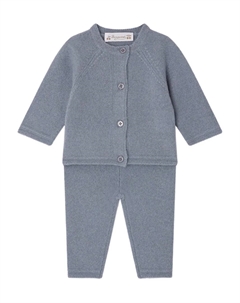 Кашемировый комплект Jeannot на пуговицах, синий Bonpoint