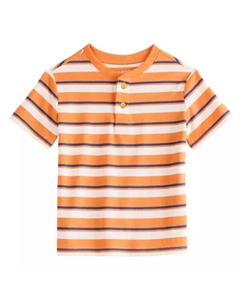 Полосатая футболка-хенли с коротким рукавом для мальчиков и малышей, цвет henley stripe sand Jumping beans