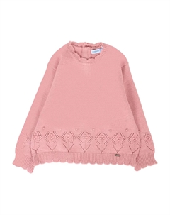 Вязаный свитер с оборкой по подолу, розовый Mayoral