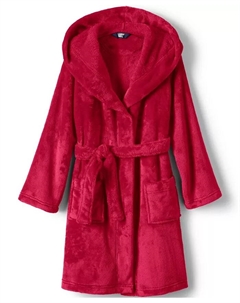 Утепленный халат с капюшоном Big Girls, красный Lands' end