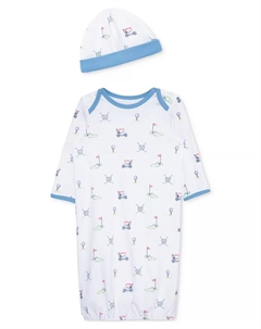 Детский хлопковый комплект для сна с шапочкой Baby Boys Golf, синий Little me