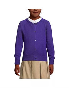 Кардиган из хлопка и модала для школьной формы девочек, фиолетовый Lands' end