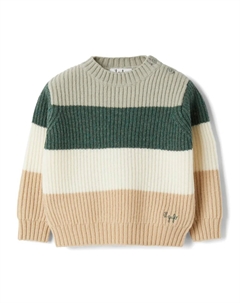 Полосатый джемпер с вышивкой, зеленый Il gufo