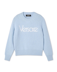 Джемпер в рубчик с вышитым логотипом, синий Versace kids