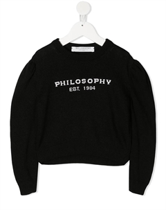 Джемпер с круглым вырезом и логотипом, черный Philosophy di lorenzo serafini kids